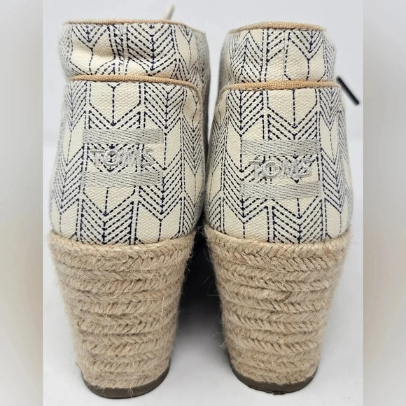 TOMS Desert Wedge Ink Sashiko Espadrilles Ankle Booties Size 7.5 - Picture 5 of 12